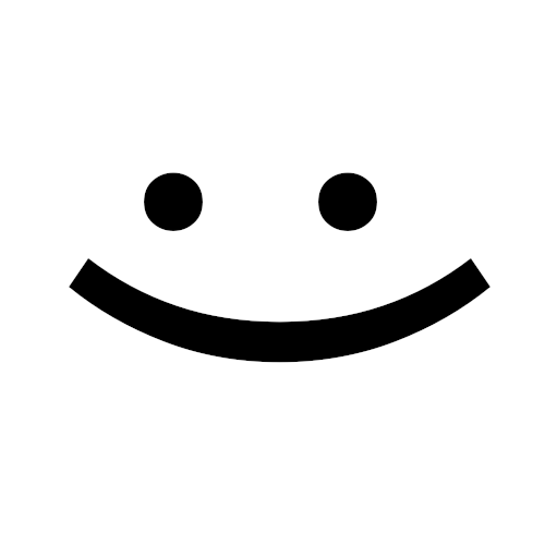 Picture of a black smiley face on white background made from a colon and a parenthesis, but rotated ninety degrees, so that it faces the right way up.